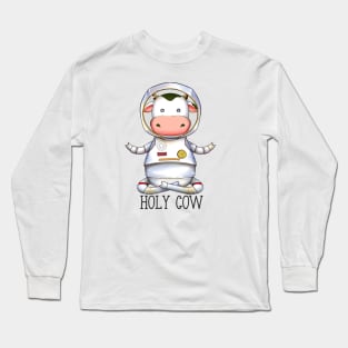 holy cow funny cow design space cow Long Sleeve T-Shirt